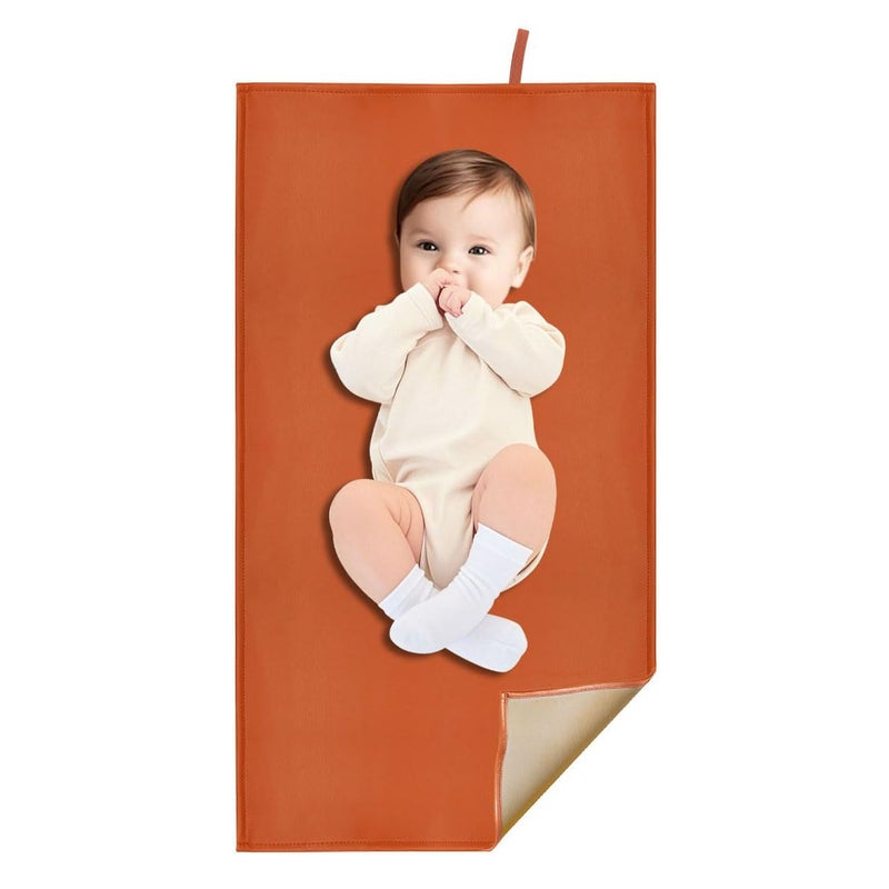BEWDIO Orange Baby Diaper Changing Pad, Portable Baby Changing Mat for Travel or Home, Foldable Mat Fits Perfectly in Diaper Bag (67-02) - Image 1